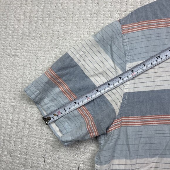 O'Neill Shirt Men M Classic Fit Blue / Orange Strip Button Up Short Sleeve Surf* - Picture 12 of 16